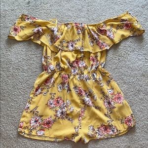 yellow and pink romper